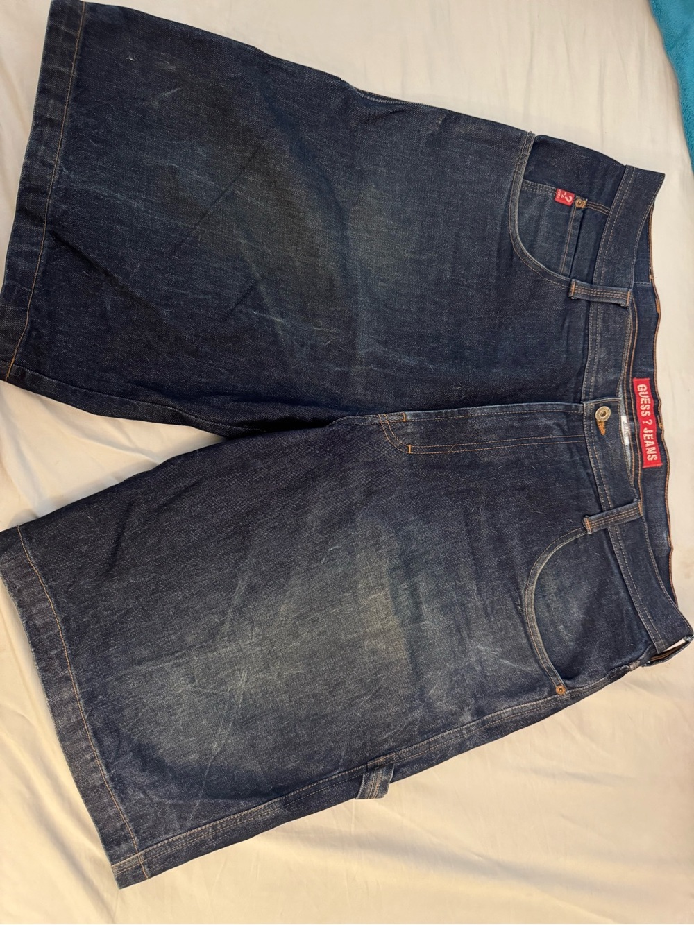 Guess Men's Dark Blue Relaxed Denim Shorts